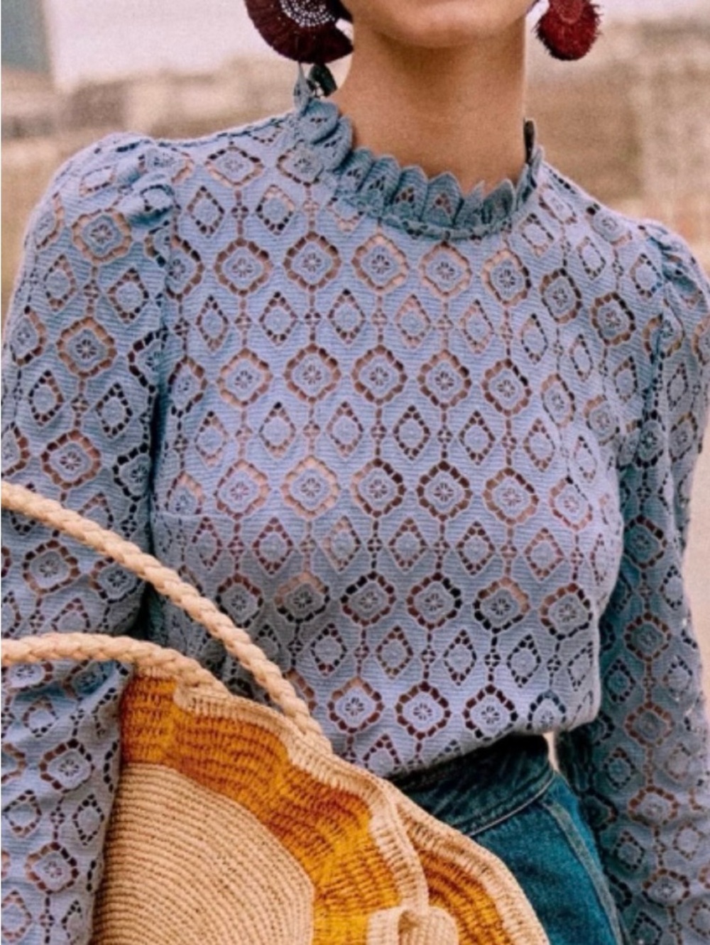 Sezane Eglantine Lace Blouse
